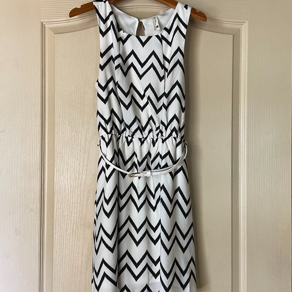 White and Black Chevron Dress
